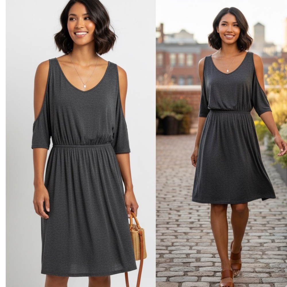 One Clothing Gray‎ Cold Shoulder Mini Dress Women’s Small Made in USA Casual